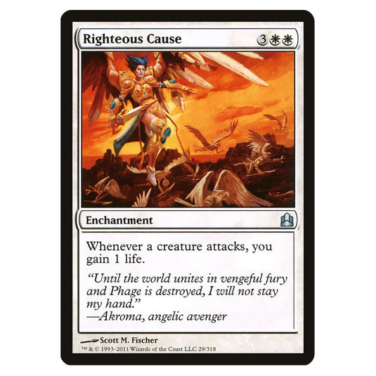 Righteous Cause 29 card from the Magic The Gathering set Commander 2011