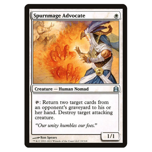 Spurnmage Advocate 33 card from the Magic The Gathering set Commander 2011