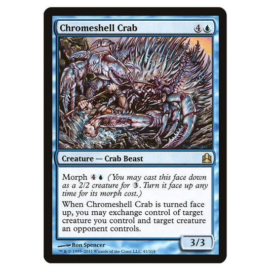 Chromeshell Crab 41 card from the Magic The Gathering set Commander 2011