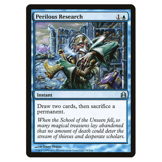 Perilous Research 54 card from the Magic The Gathering set Commander 2011