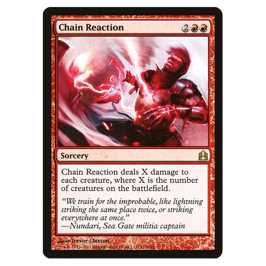 Chain Reaction 113 card from the Magic The Gathering set Commander 2011