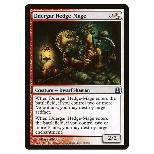 Duergar Hedge-Mage 195 card from the Magic The Gathering set Commander 2011