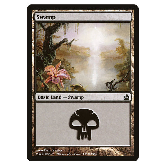 Swamp 307 card from the Magic The Gathering set Commander 2011