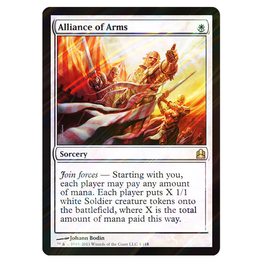 Alliance of Arms 4 card from the Magic The Gathering set Commander 2011