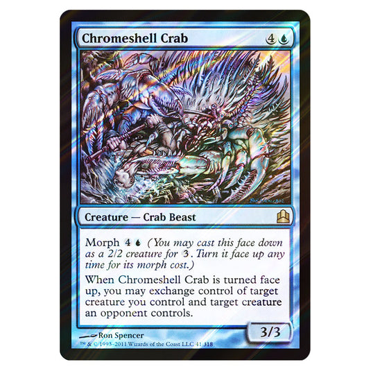 Chromeshell Crab 41 card from the Magic The Gathering set Commander 2011