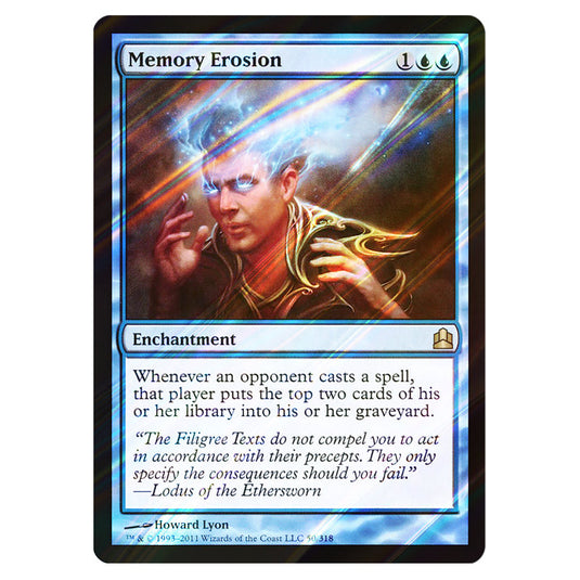 Memory Erosion 50 card from the Magic The Gathering set Commander 2011