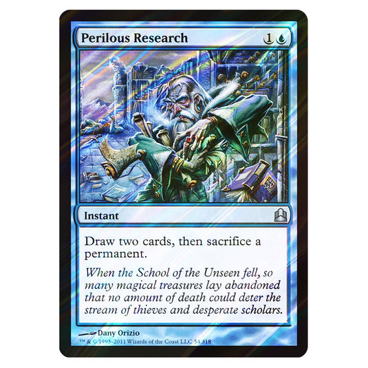 Perilous Research 54 card from the Magic The Gathering set Commander 2011