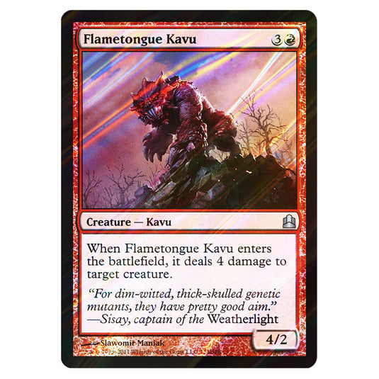 Flametongue Kavu 123 card from the Magic The Gathering set Commander 2011