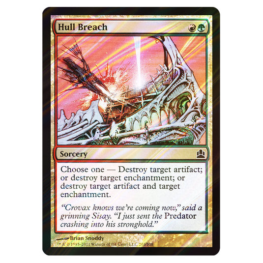Hull Breach 203 card from the Magic The Gathering set Commander 2011
