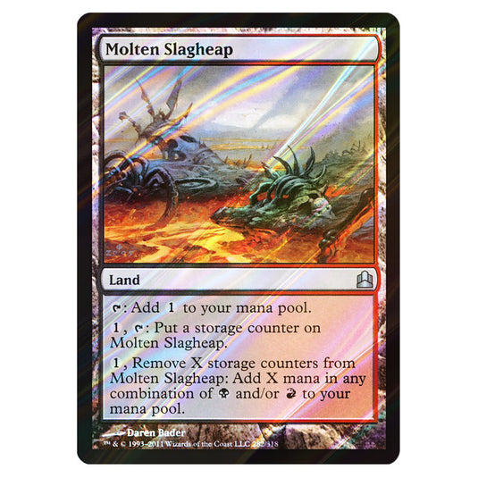 Molten Slagheap 282 card from the Magic The Gathering set Commander 2011