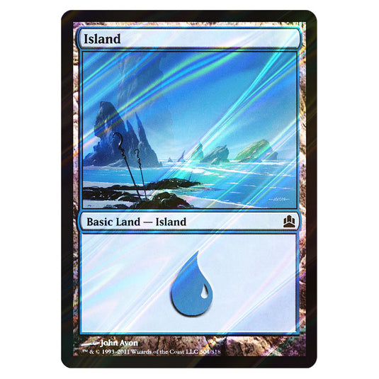 Island 304 card from the Magic The Gathering set Commander 2011