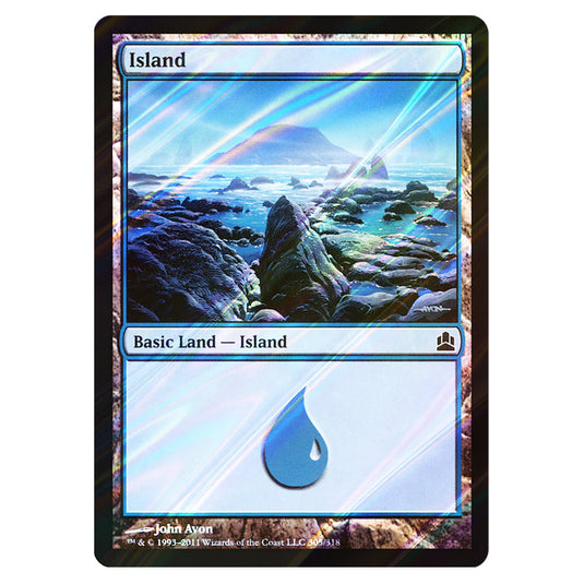 Island 305 card from the Magic The Gathering set Commander 2011