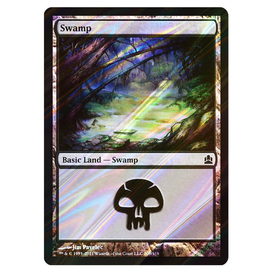 Swamp 309 card from the Magic The Gathering set Commander 2011