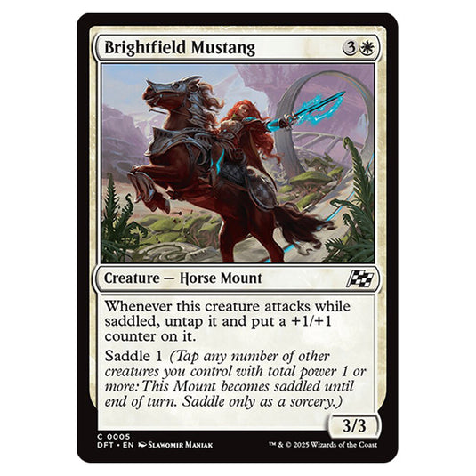 Brightfield Mustang 0005 card from the Magic The Gathering set Aetherdrift