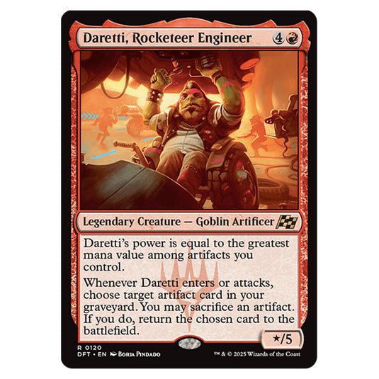 Daretti, Rocketeer Engineer 0120 card from the Magic The Gathering set Aetherdrift