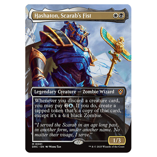 Hashaton, Scarab's Fist 0001 card from the Magic The Gathering set Aetherdrift Commander