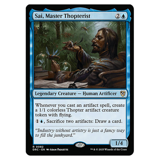 Sai, Master Thopterist 0082 card from the Magic The Gathering set Aetherdrift Commander