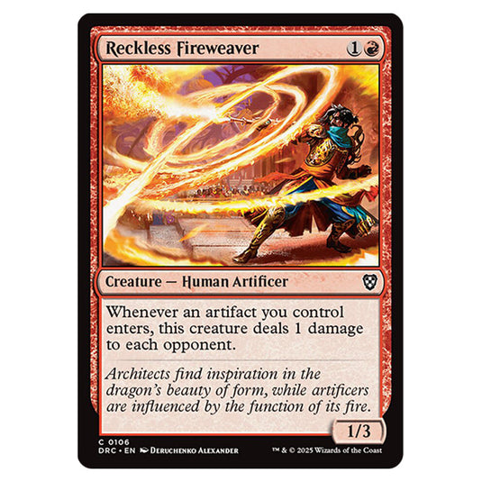 Reckless Fireweaver 0106 card from the Magic The Gathering set Aetherdrift Commander