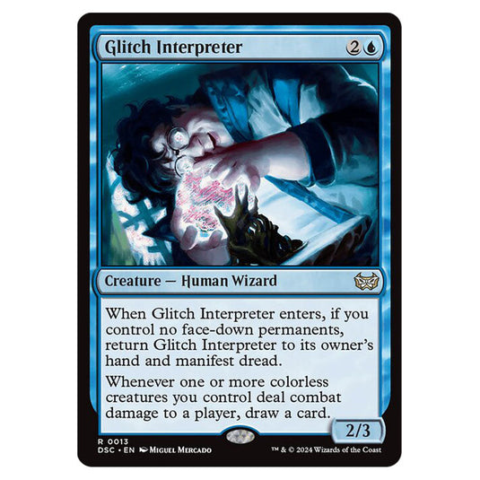 Glitch Interpreter 013 card from the Magic The Gathering set Duskmourn: House of Horror Commander