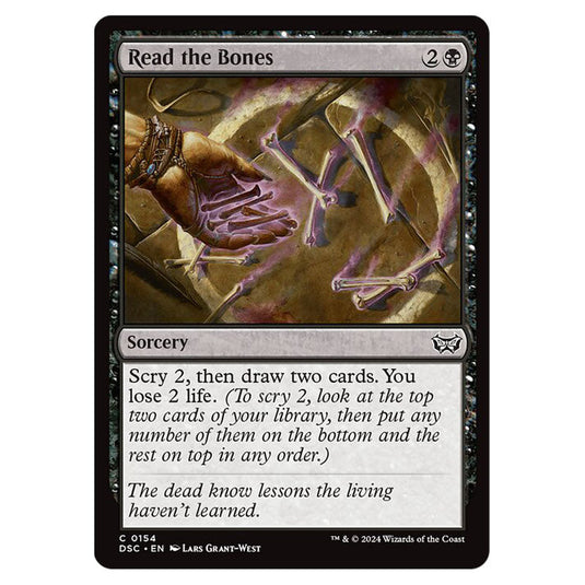 Read the Bones 154 card from the Magic The Gathering set Duskmourn: House of Horror Commander