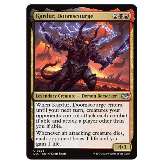 Kardur, Doomscourge 223 card from the Magic The Gathering set Duskmourn: House of Horror Commander