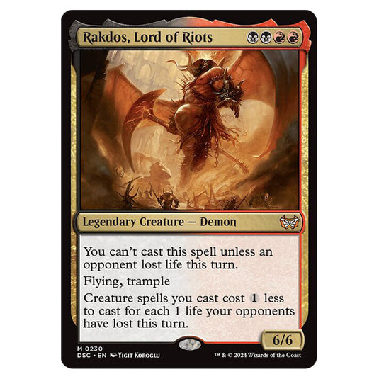 Rakdos, Lord of Riots 230 card from the Magic The Gathering set Duskmourn: House of Horror Commander