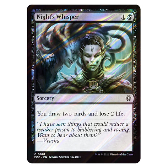 Night's Whisper 0081 card from the Magic The Gathering set Lorwyn Eclipsed Commander