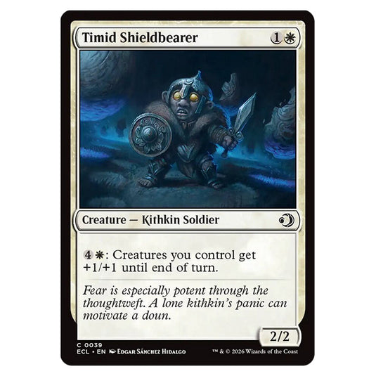 Timid Shieldbearer 0039 card from the Magic The Gathering set Lorwyn Eclipsed