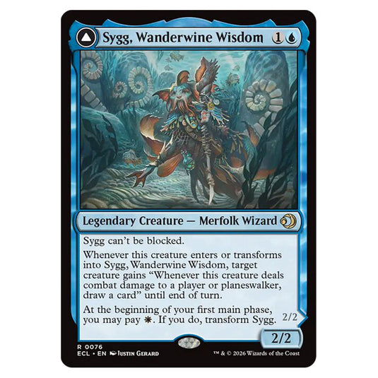 Sygg, Wanderwine Wisdom // Sygg, Wanderbrine Shield 0076 card from the Magic The Gathering set Lorwyn Eclipsed
