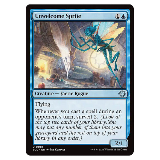 Unwelcome Sprite 0081 card from the Magic The Gathering set Lorwyn Eclipsed