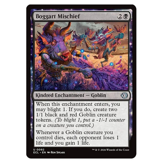 Boggart Mischief 0092 card from the Magic The Gathering set Lorwyn Eclipsed