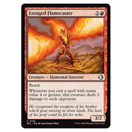 Enraged Flamecaster 0135 card from the Magic The Gathering set Lorwyn Eclipsed