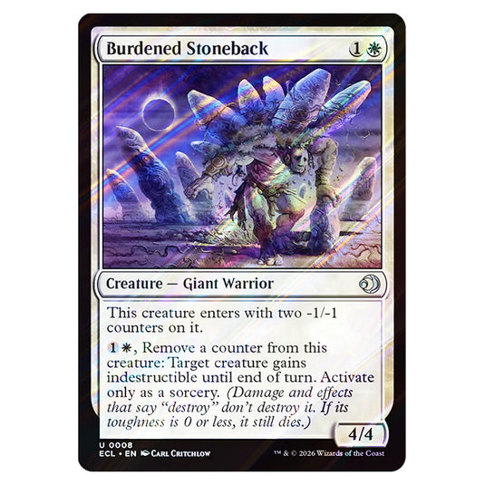Burdened Stoneback 0008 card from the Magic The Gathering set Lorwyn Eclipsed