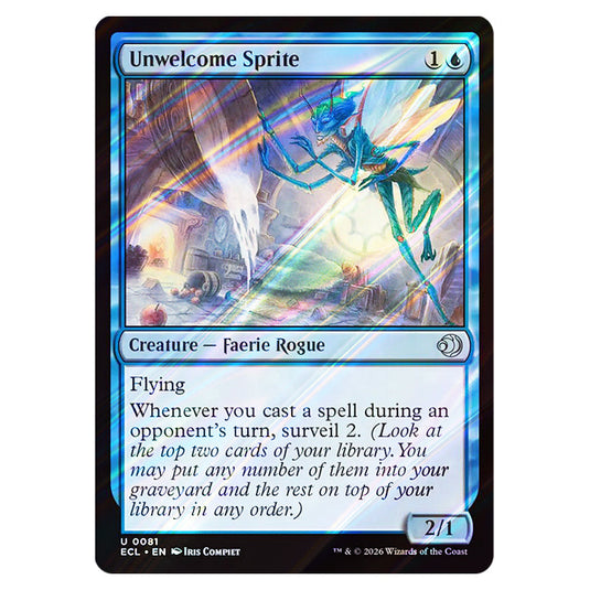 Unwelcome Sprite 0081 card from the Magic The Gathering set Lorwyn Eclipsed