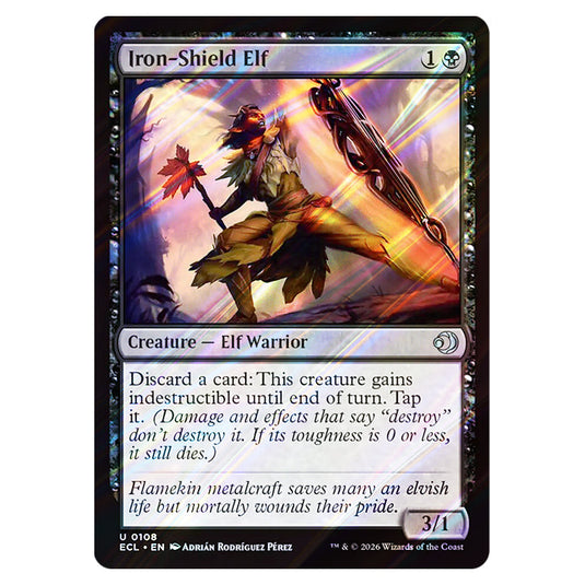 Iron-Shield Elf 0108 card from the Magic The Gathering set Lorwyn Eclipsed
