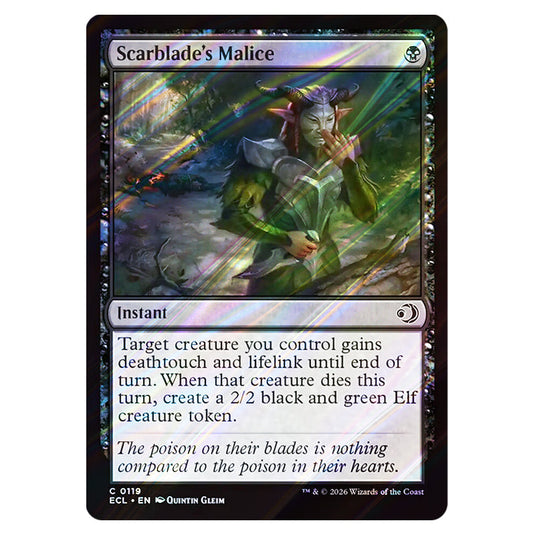 Scarblade's Malice 0119 card from the Magic The Gathering set Lorwyn Eclipsed