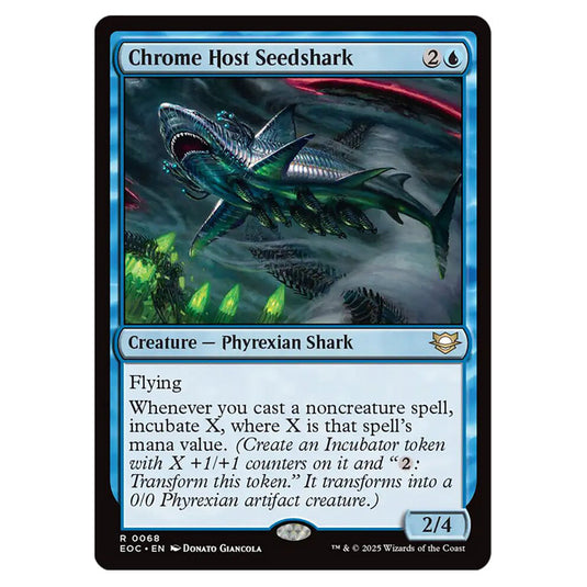 Chrome Host Seedshark 0068 card from the Magic The Gathering set Edge of Eternities - Commander