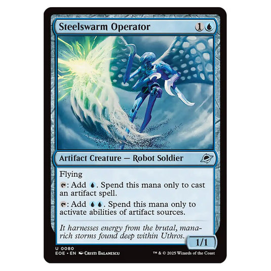 Steelswarm Operator 0080 card from the Magic The Gathering set Edge of Eternities