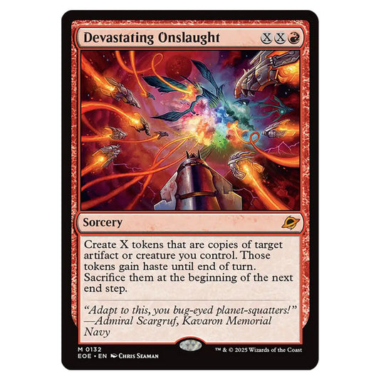 Devastating Onslaught 0132 card from the Magic The Gathering set Edge of Eternities