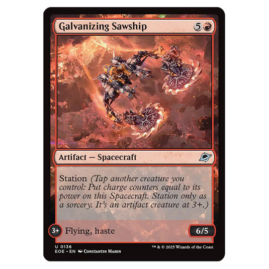 Galvanizing Sawship 0136 card from the Magic The Gathering set Edge of Eternities
