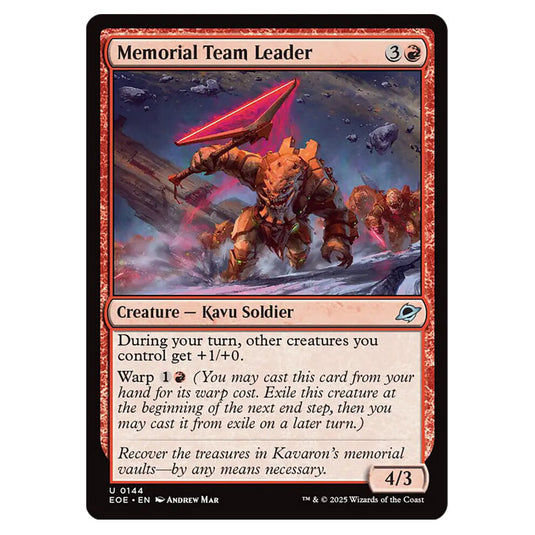 Memorial Team Leader 0144 card from the Magic The Gathering set Edge of Eternities