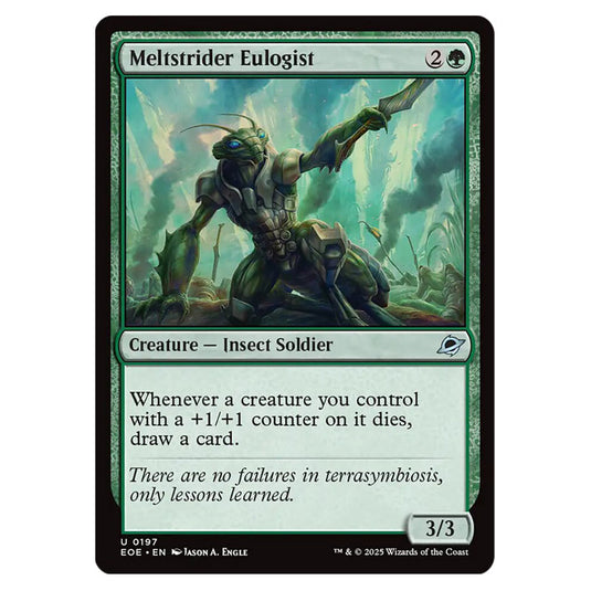 Meltstrider Eulogist 0197 card from the Magic The Gathering set Edge of Eternities