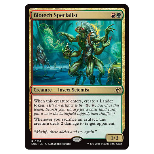 Biotech Specialist 0214 card from the Magic The Gathering set Edge of Eternities
