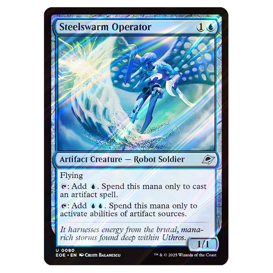 Steelswarm Operator 0080 card from the Magic The Gathering set Edge of Eternities