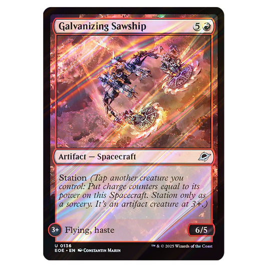 Galvanizing Sawship 0136 card from the Magic The Gathering set Edge of Eternities