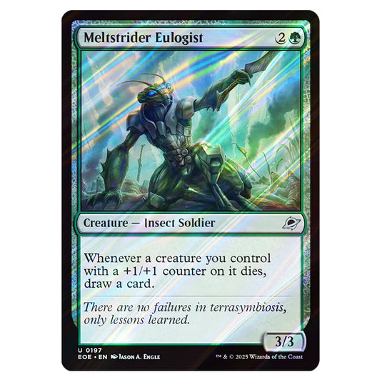 Meltstrider Eulogist 0197 card from the Magic The Gathering set Edge of Eternities