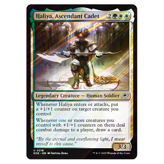 Haliya, Ascendant Cadet 0218 card from the Magic The Gathering set Edge of Eternities