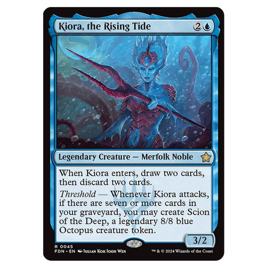 Kiora, the Rising Tide 0045 card from the Magic The Gathering set Foundations
