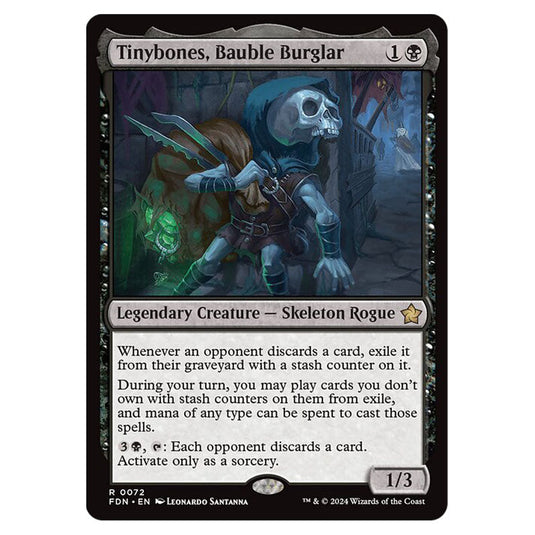 Tinybones, Bauble Burglar 0072 card from the Magic The Gathering set Foundations