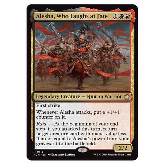 Alesha, Who Laughs at Fate 0115 card from the Magic The Gathering set Foundations